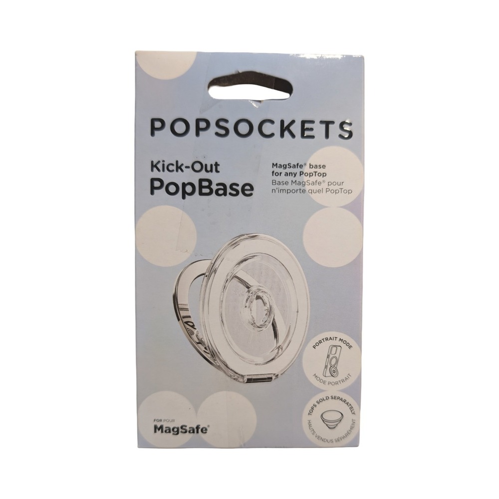 29-O Popsockets Kick-Out PopBase MagSafe Phone Grip/Stand - Clear/White